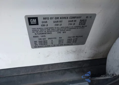 2016 Chevrolet Trax 1Ls from USA, damaged, VIN KL7CJKSB6GB739423